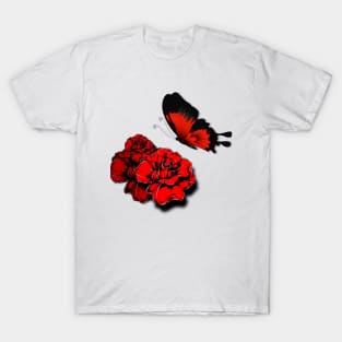Cute red butterfly and roses t-shirts T-Shirt